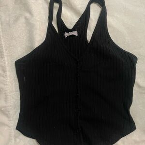 Black Ribbed Women's Top